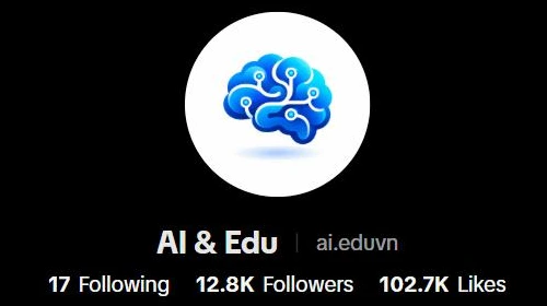 Kênh TikTok AI & Edu (@ai.eduvn): 12,8K người theo dõi, 102,7K lượt thích