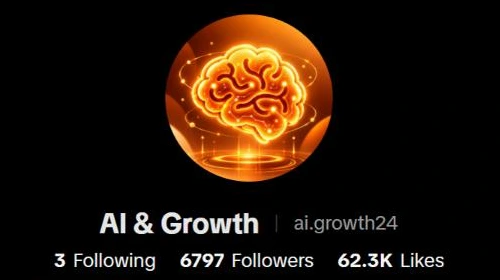 Kênh TikTok AI & Growth (@ai.growth24): 6.797 người theo dõi, 62,3K lượt thích